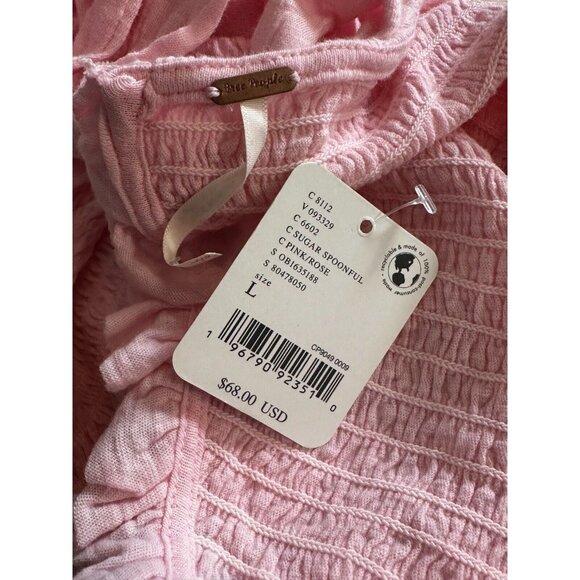 Free People Large Charlotte Sugar Spoonful Ruffled v neck Open back Pink top - Picture 8 of 8